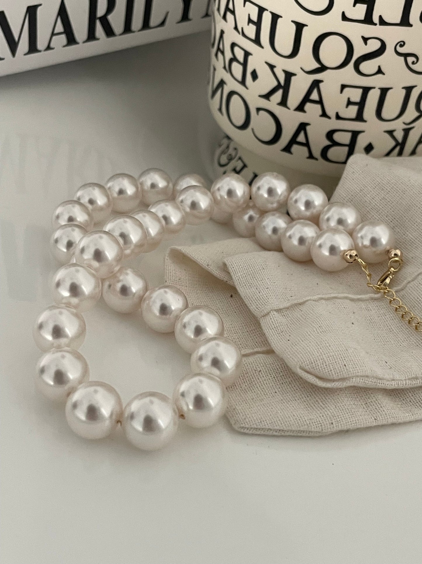 White Swarovski crystal pearls Necklace