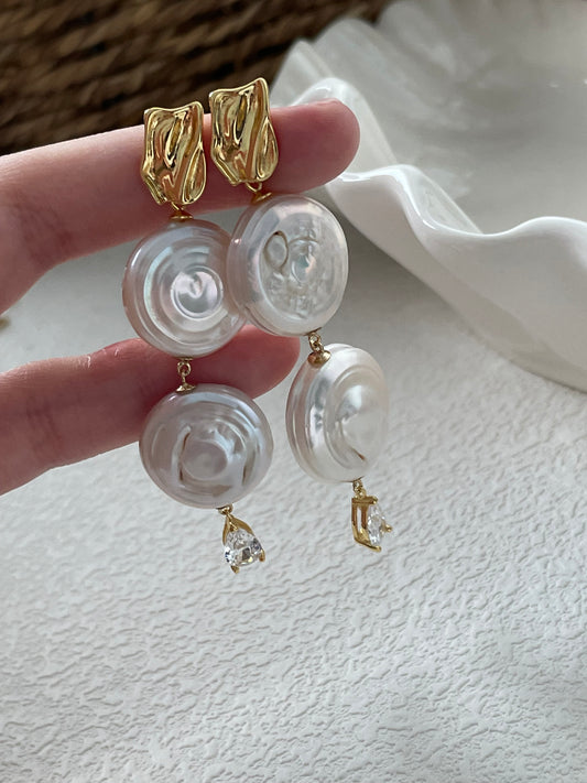 'Roman Holiday' Double Pearl Earrings