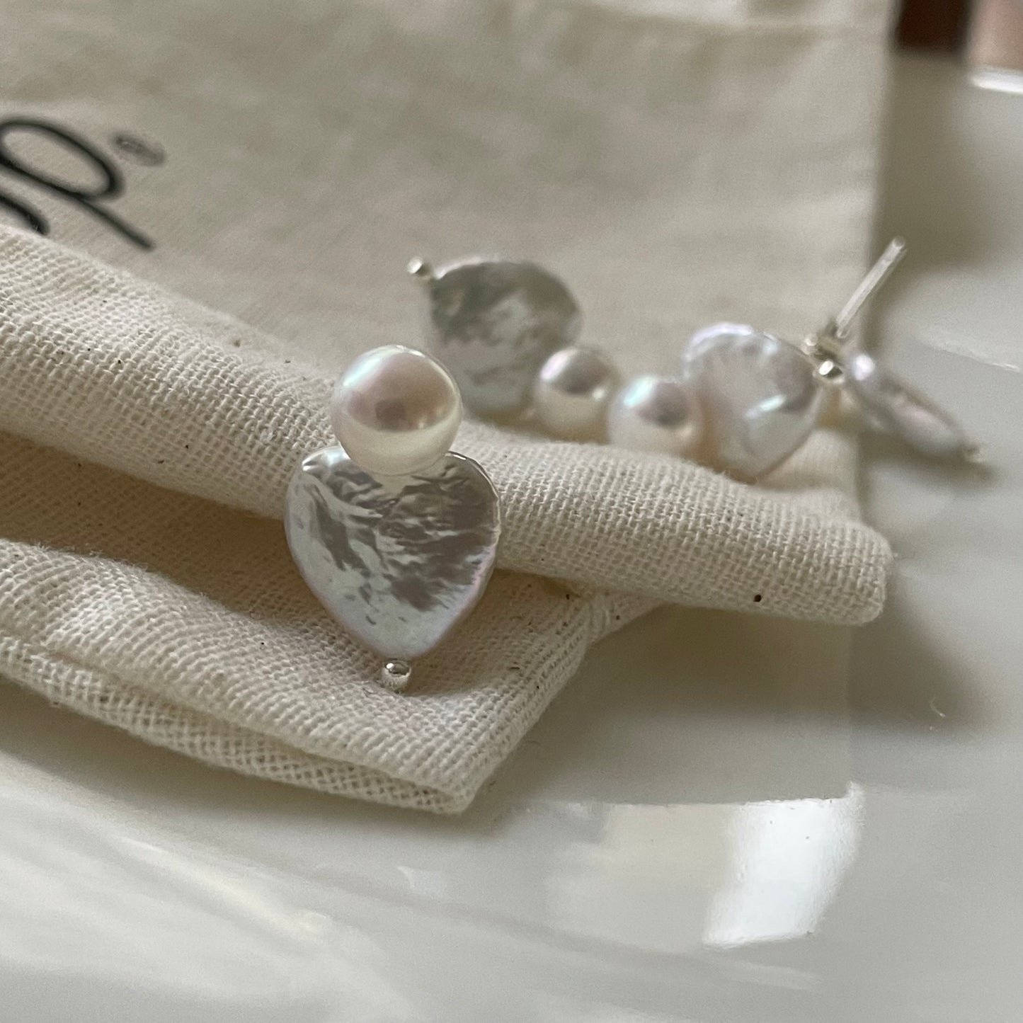 Baroque Heart Pearl Earrings